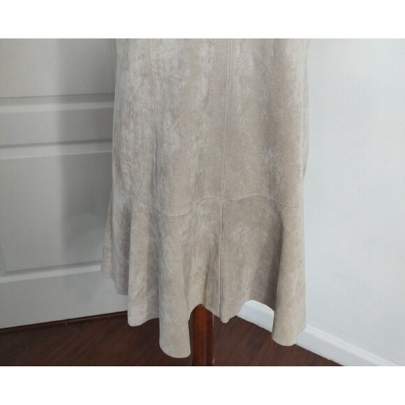 BCBGMAXAZRIA Dress Faux Suede  M Tan Adelene Sheath Sleeveless - Picture 7 of 12